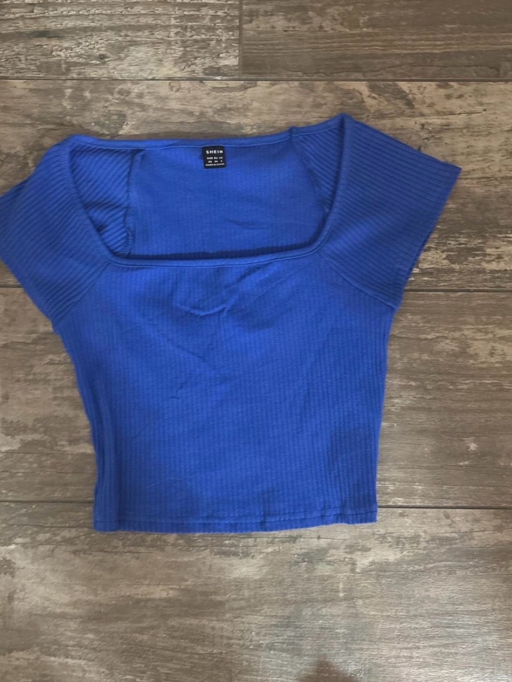 SHEIN Royal Blue Ribbed Square Neck Crop Top